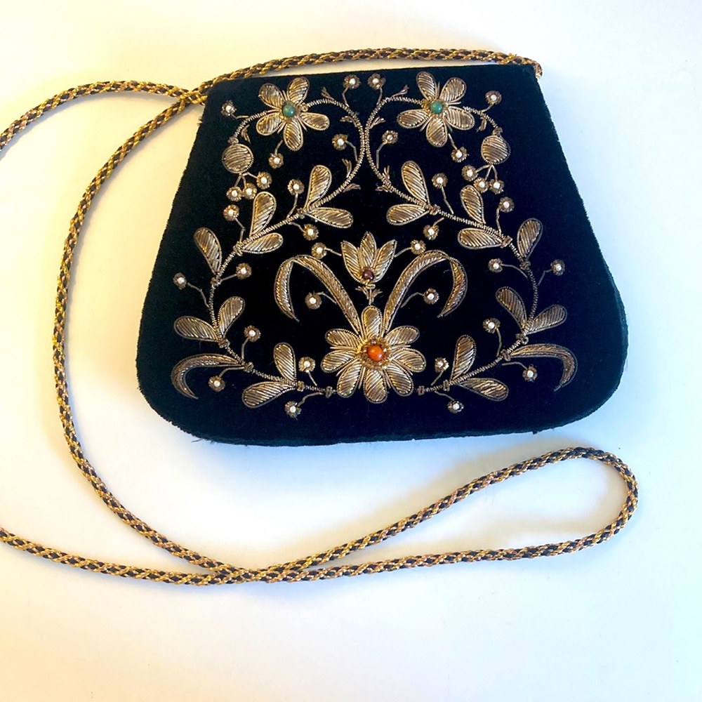 Vintage “Sudah” Black Velvet Cross Body Purse